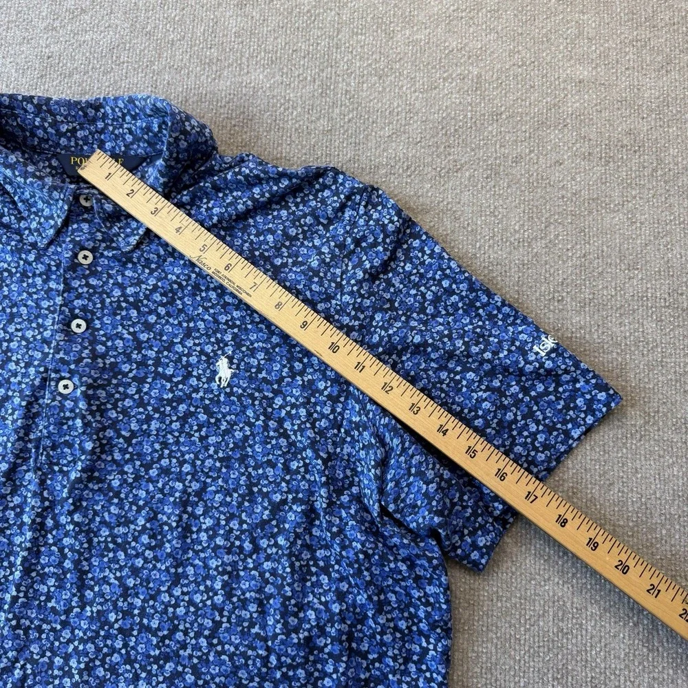 Polo Ralph Lauren Men's Size XL Blue Floral Polo Golf Shirt Classic Fit Cotton